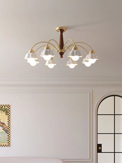 Swedish Modern Brass Chandelier