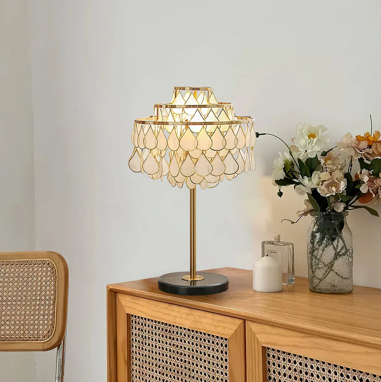 Teardrops Capiz Table Lamp