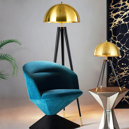 Three Legged Gold Gong Floor Lamp