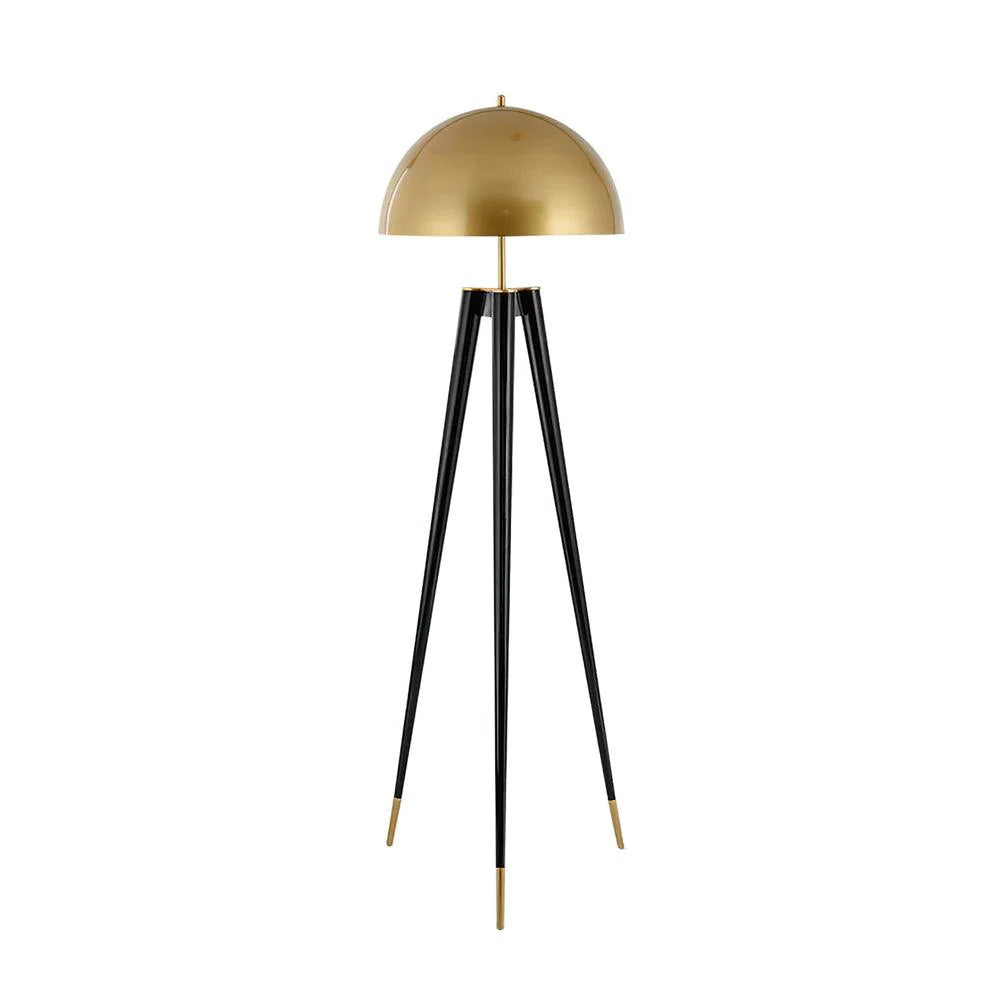 Three Legged Gold Gong Floor Lamp