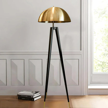 Three Legged Gold Gong Floor Lamp