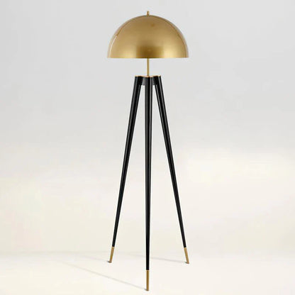 Three Legged Gold Gong Floor Lamp
