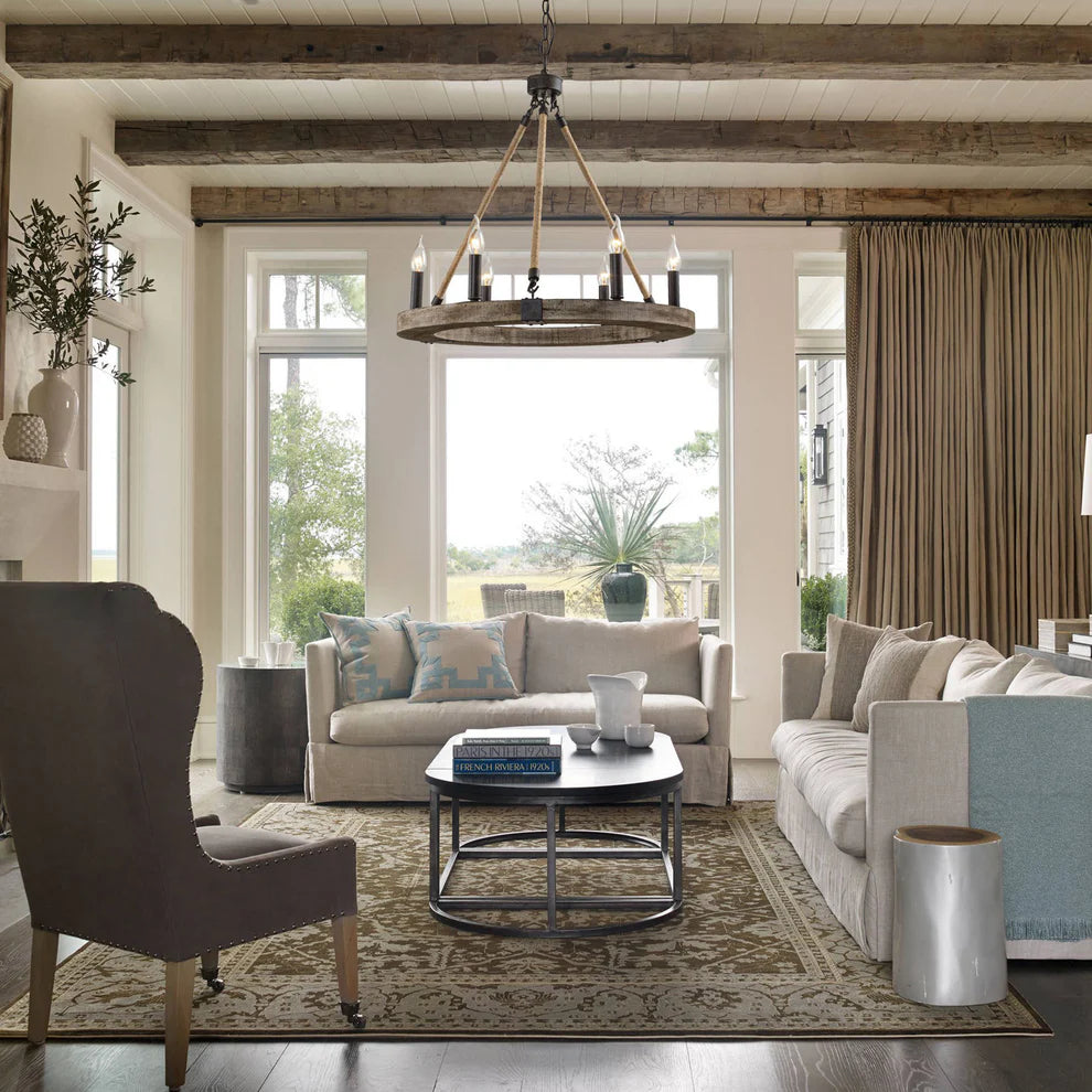 Venezia Wood Wheel Chandelier