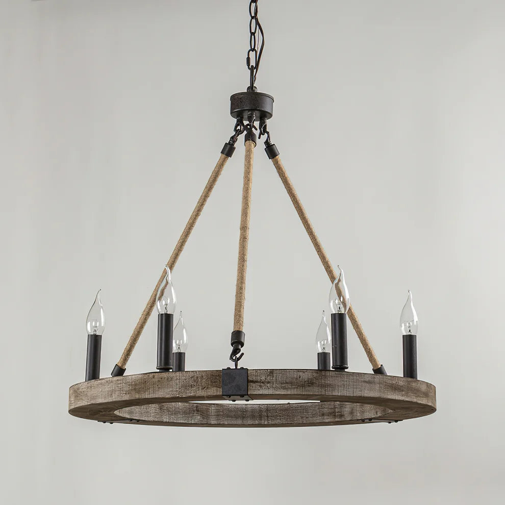 Venezia Wood Wheel Chandelier
