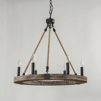 Venezia Wood Wheel Chandelier
