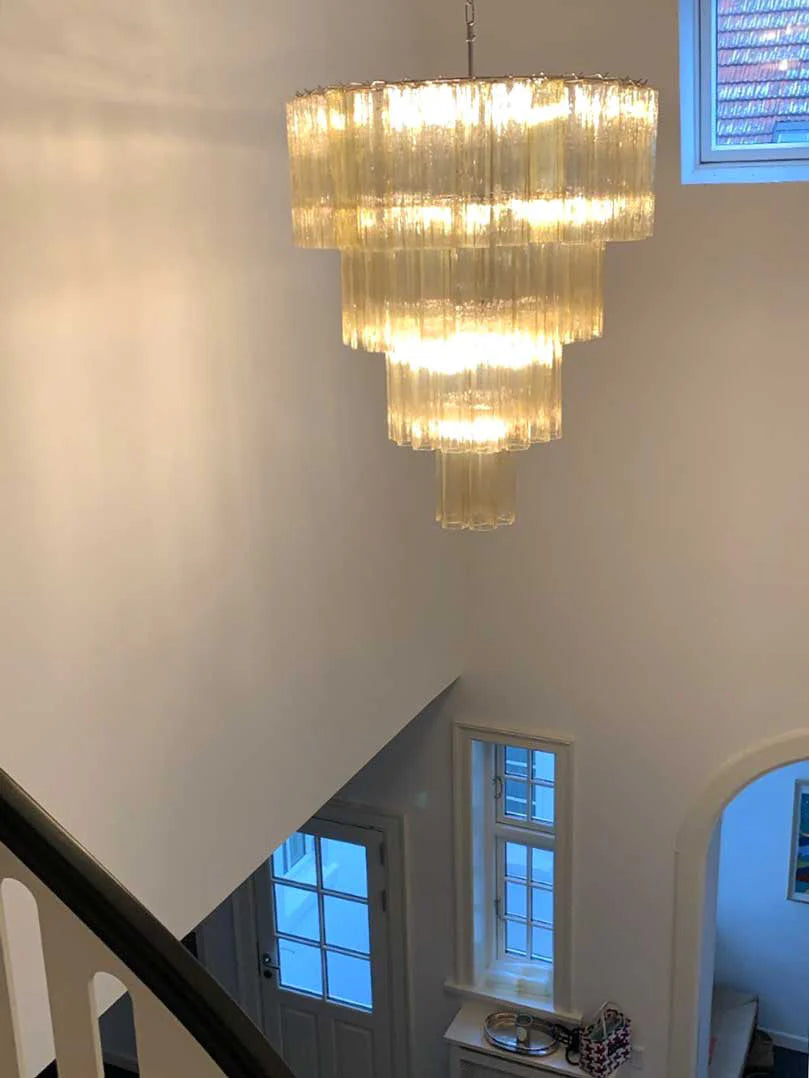 Vintage Murano Pink Tubes Chandelier