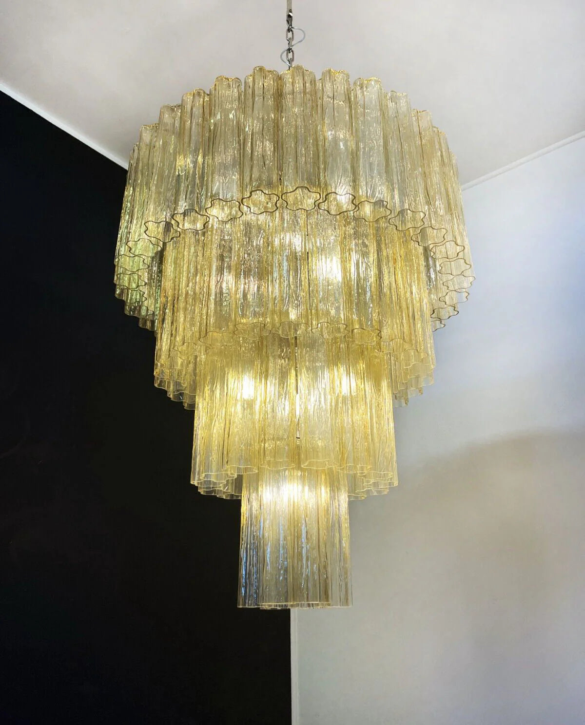 Vintage Murano Amber Tubes Chandelier