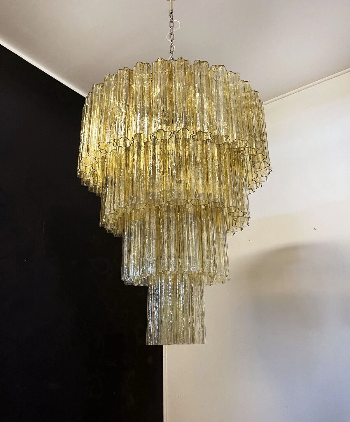 Vintage Murano Amber Tubes Chandelier