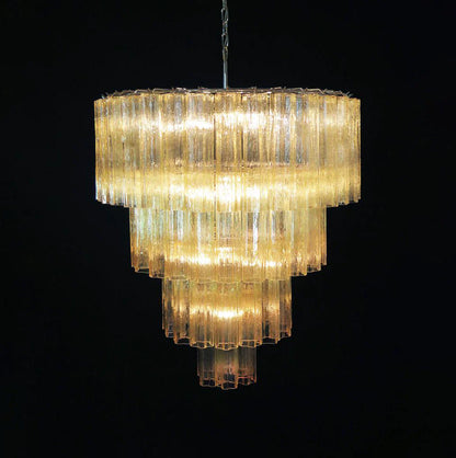 Vintage Murano Pink Tubes Chandelier