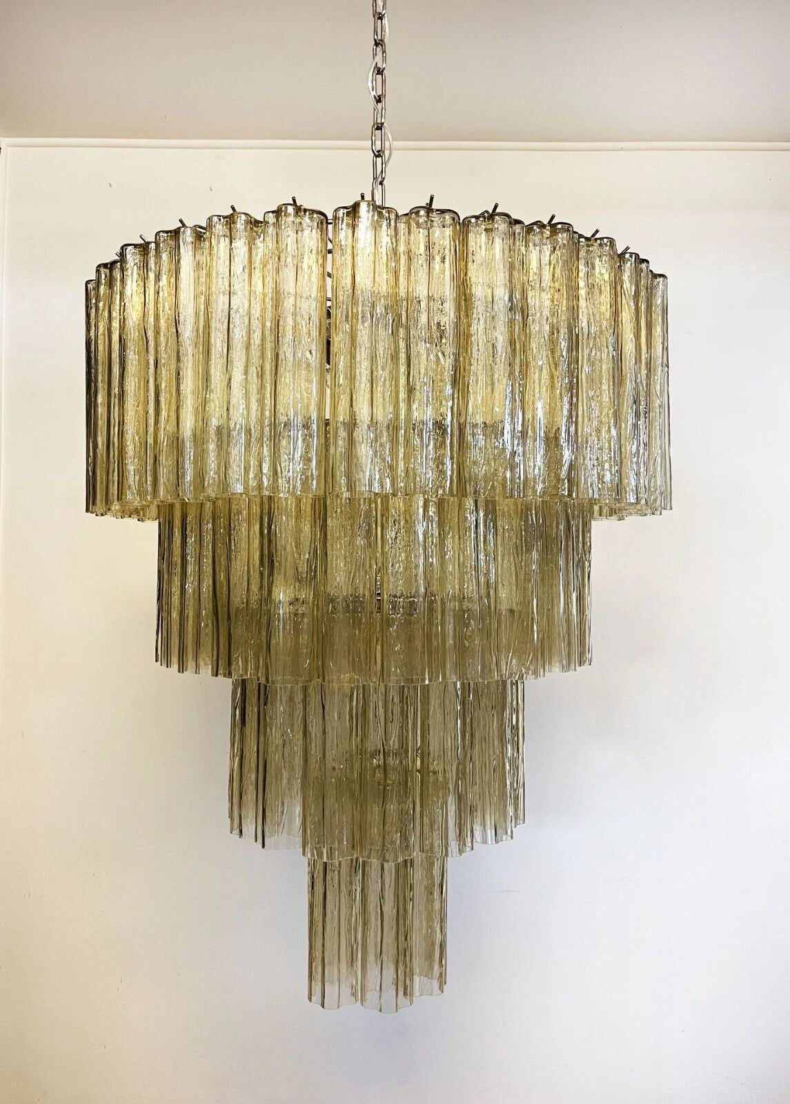 Vintage Murano Pink Tubes Chandelier