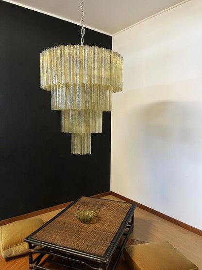 Vintage Murano Pink Tubes Chandelier