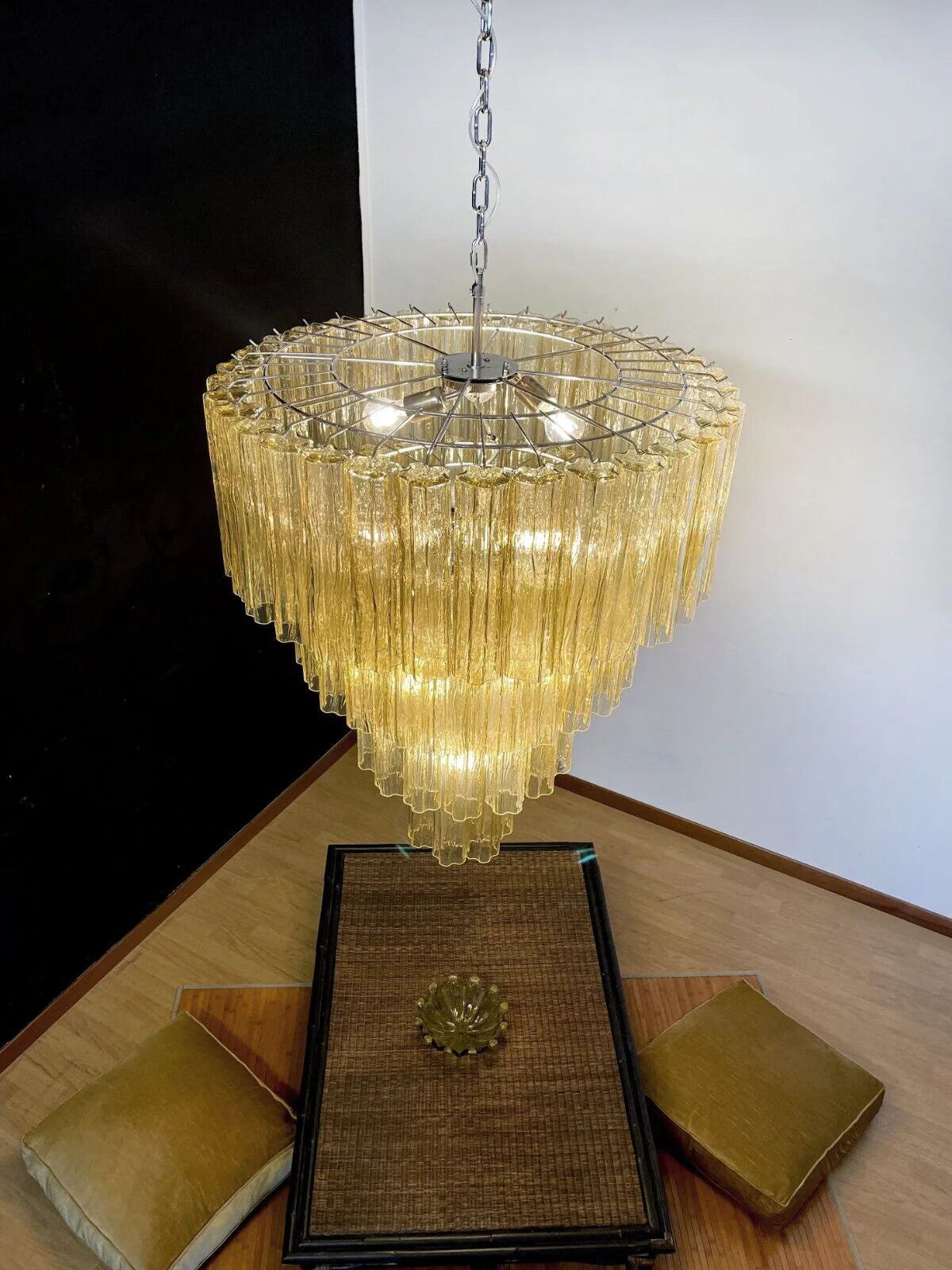 Vintage Murano Amber Tubes Chandelier