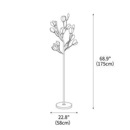 Porcelain Magnolia Floor Lamp