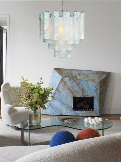 White Murano Tubes Chandelier