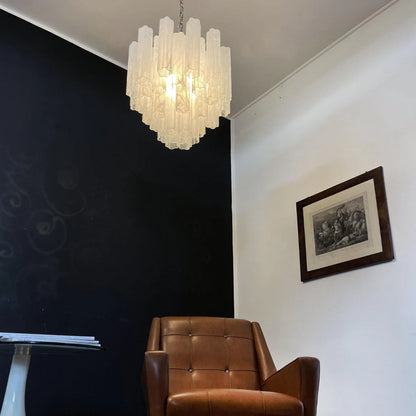 White Murano Tubes Chandelier
