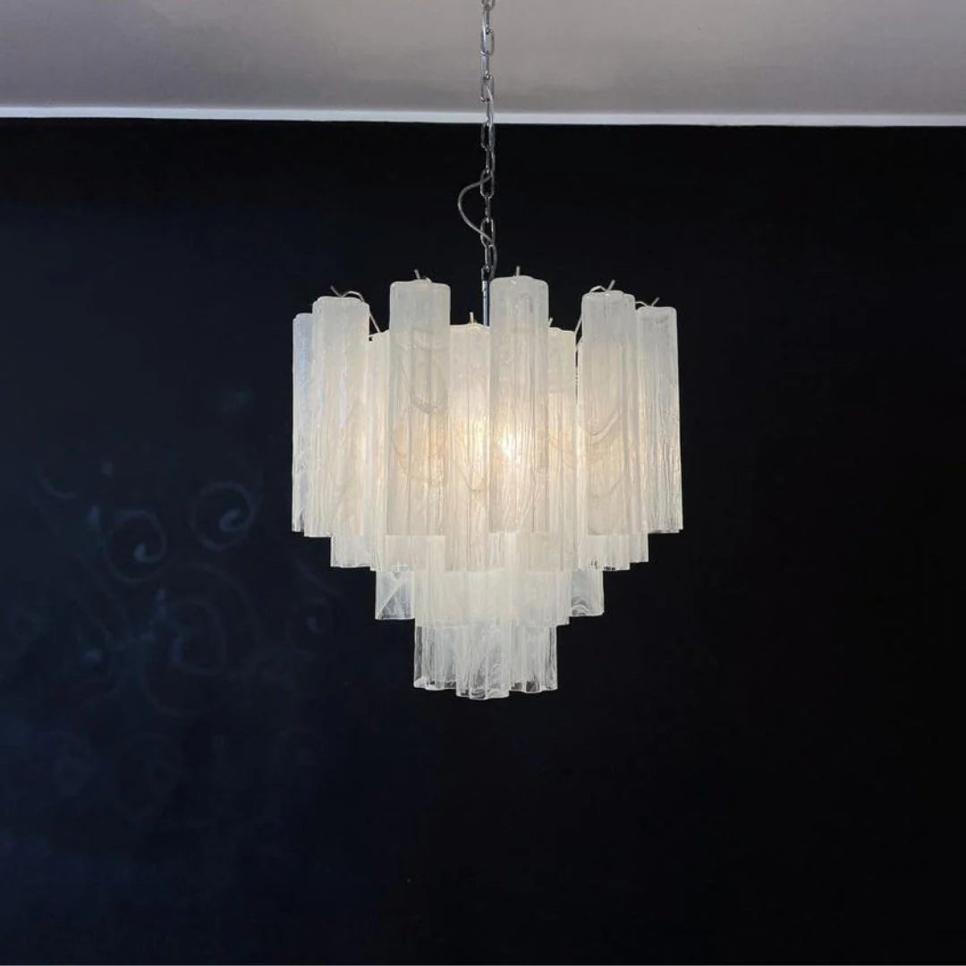 White Murano Tubes Chandelier