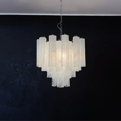 White Murano Tubes Chandelier