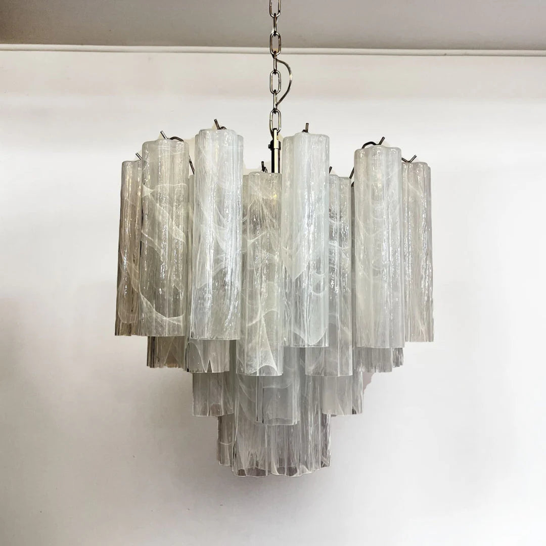 White Murano Tubes Chandelier