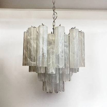 White Murano Tubes Chandelier