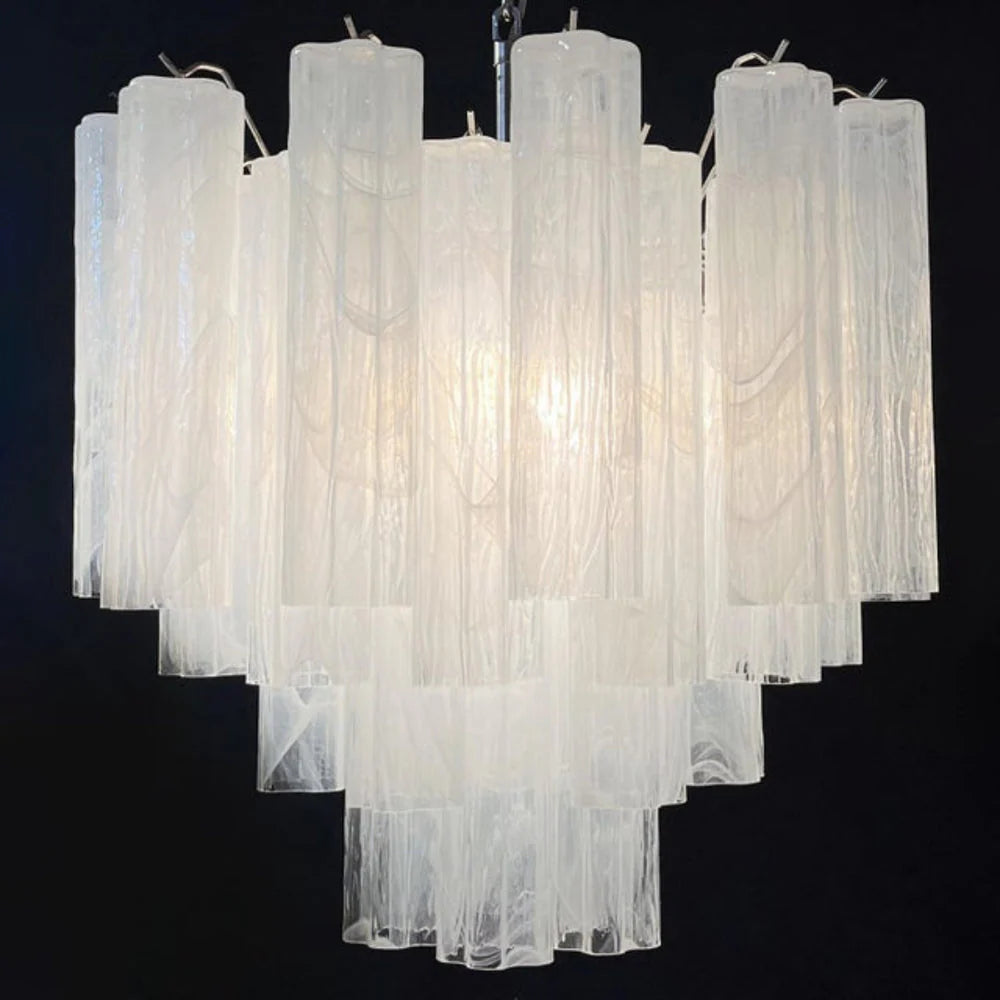 White Murano Tubes Chandelier