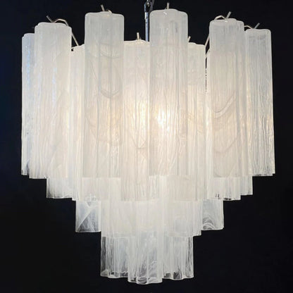 White Murano Tubes Chandelier