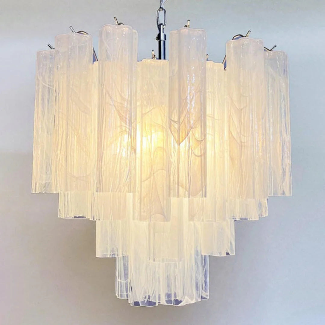White Murano Tubes Chandelier