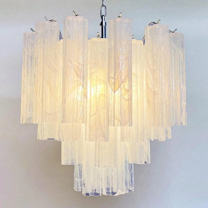 White Murano Tubes Chandelier