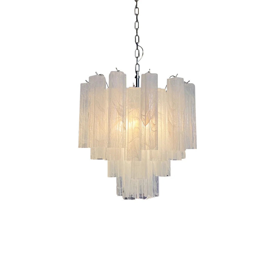 White Murano Tubes Chandelier