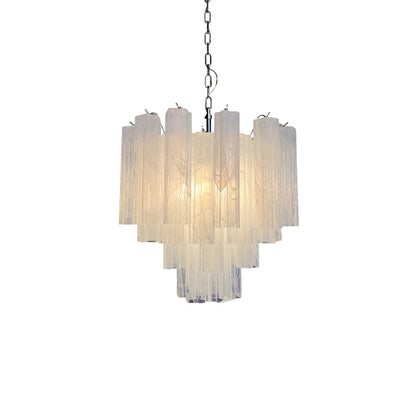 White Murano Tubes Chandelier