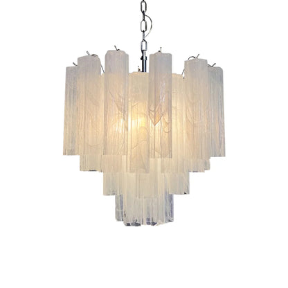 White Murano Tubes Chandelier