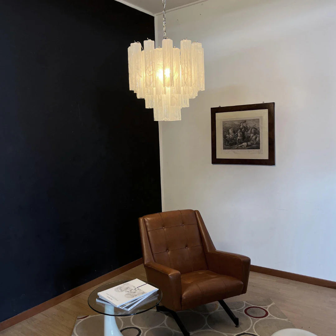 White Murano Tubes Chandelier