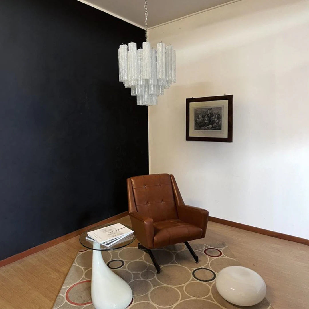 White Murano Tubes Chandelier