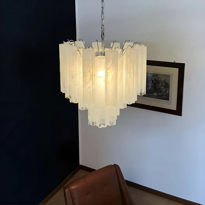 White Murano Tubes Chandelier