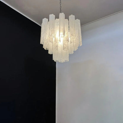 White Murano Tubes Chandelier