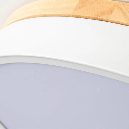White Round Wooden Ceiling Lamp