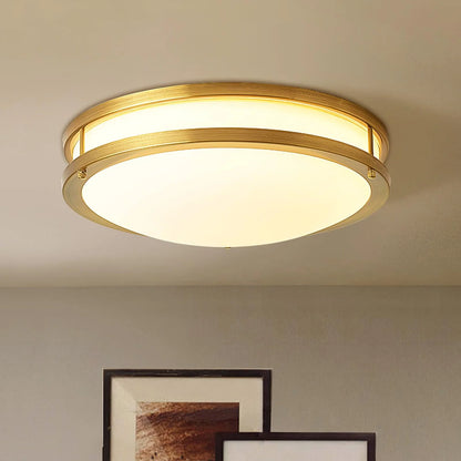 Whittier Natural Brass Flush Ceiling Light