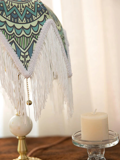 With Fringes Vintage Flowered Table Lamp