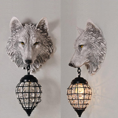 Wolf Head Wall Lamp