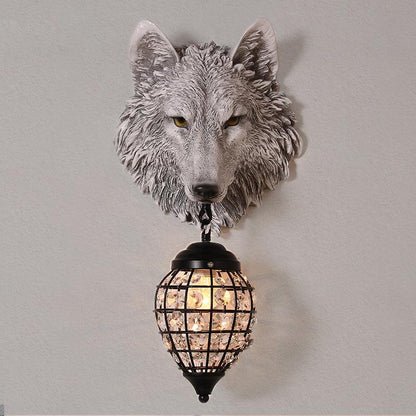 Wolf Head Wall Lamp