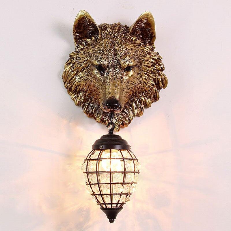 Wolf Head Wall Lamp