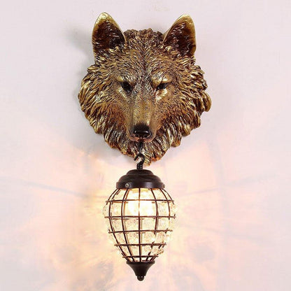 Wolf Head Wall Lamp