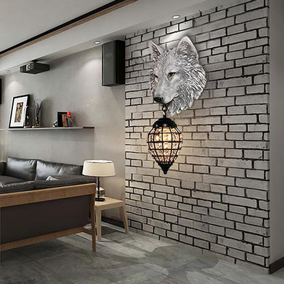 Wolf Head Wall Lamp