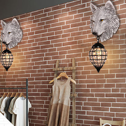 Wolf Head Wall Lamp