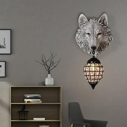 Wolf Head Wall Lamp
