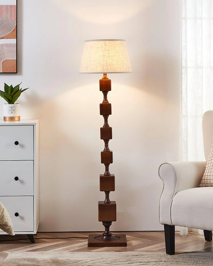 Wooden Square Stack Floor Lamp