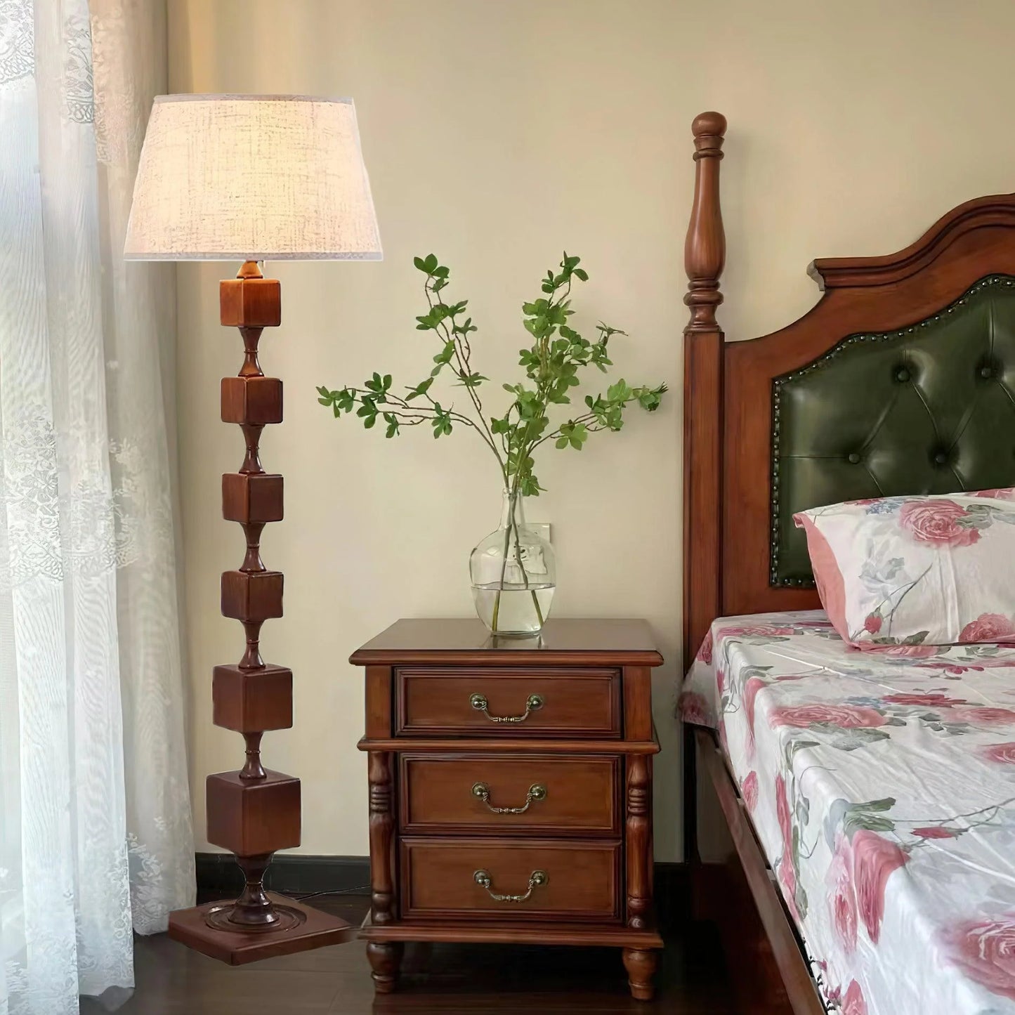 Wooden Square Stack Floor Lamp