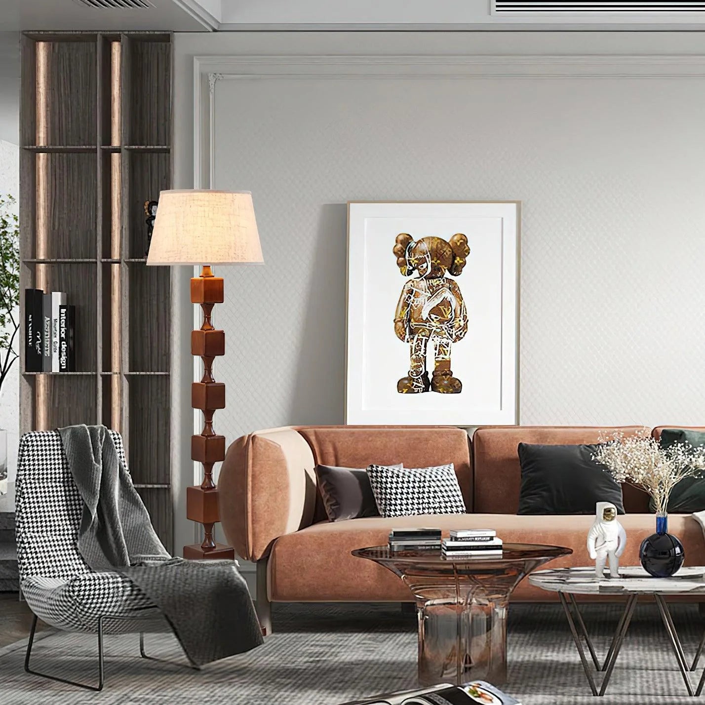 Wooden Square Stack Floor Lamp