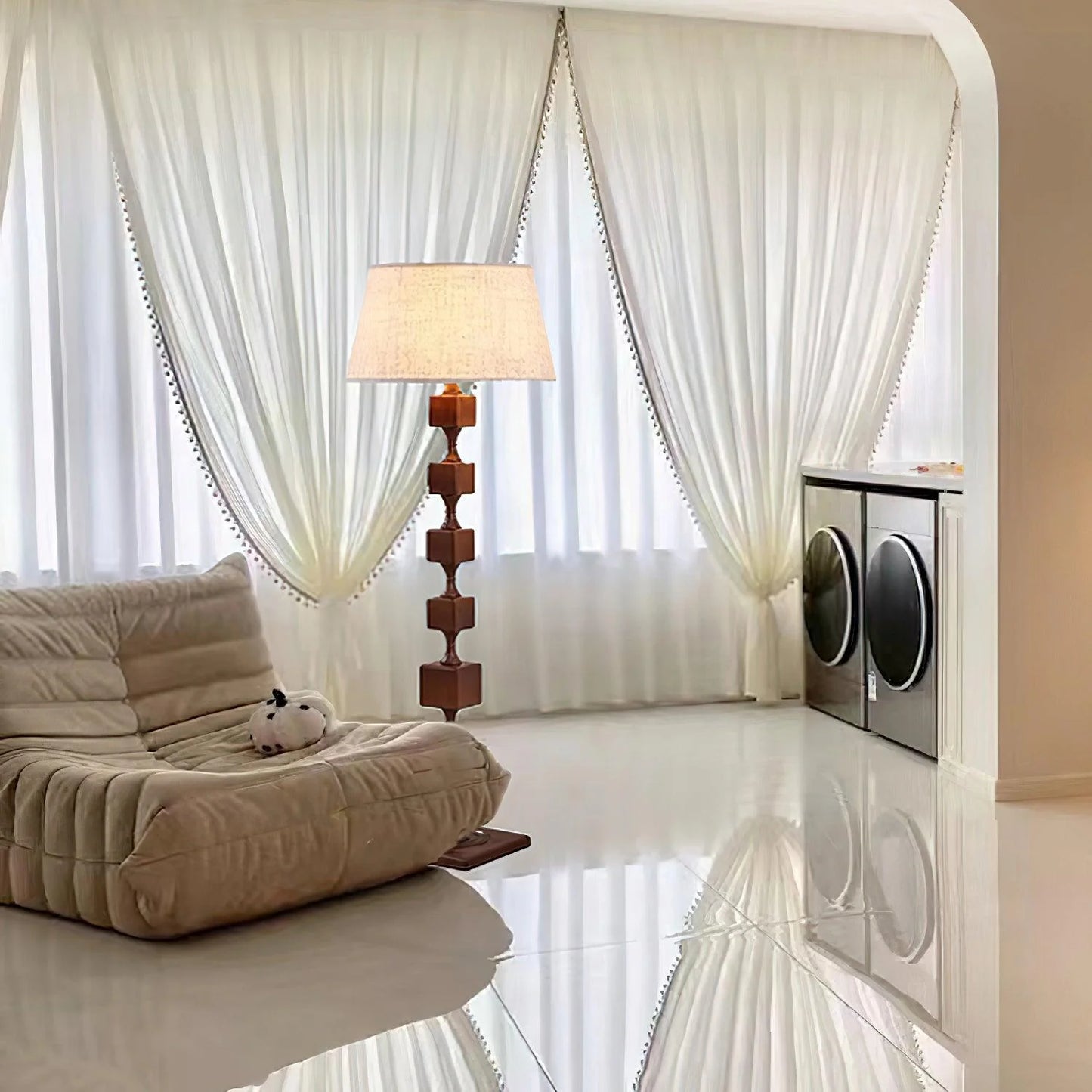 Wooden Square Stack Floor Lamp