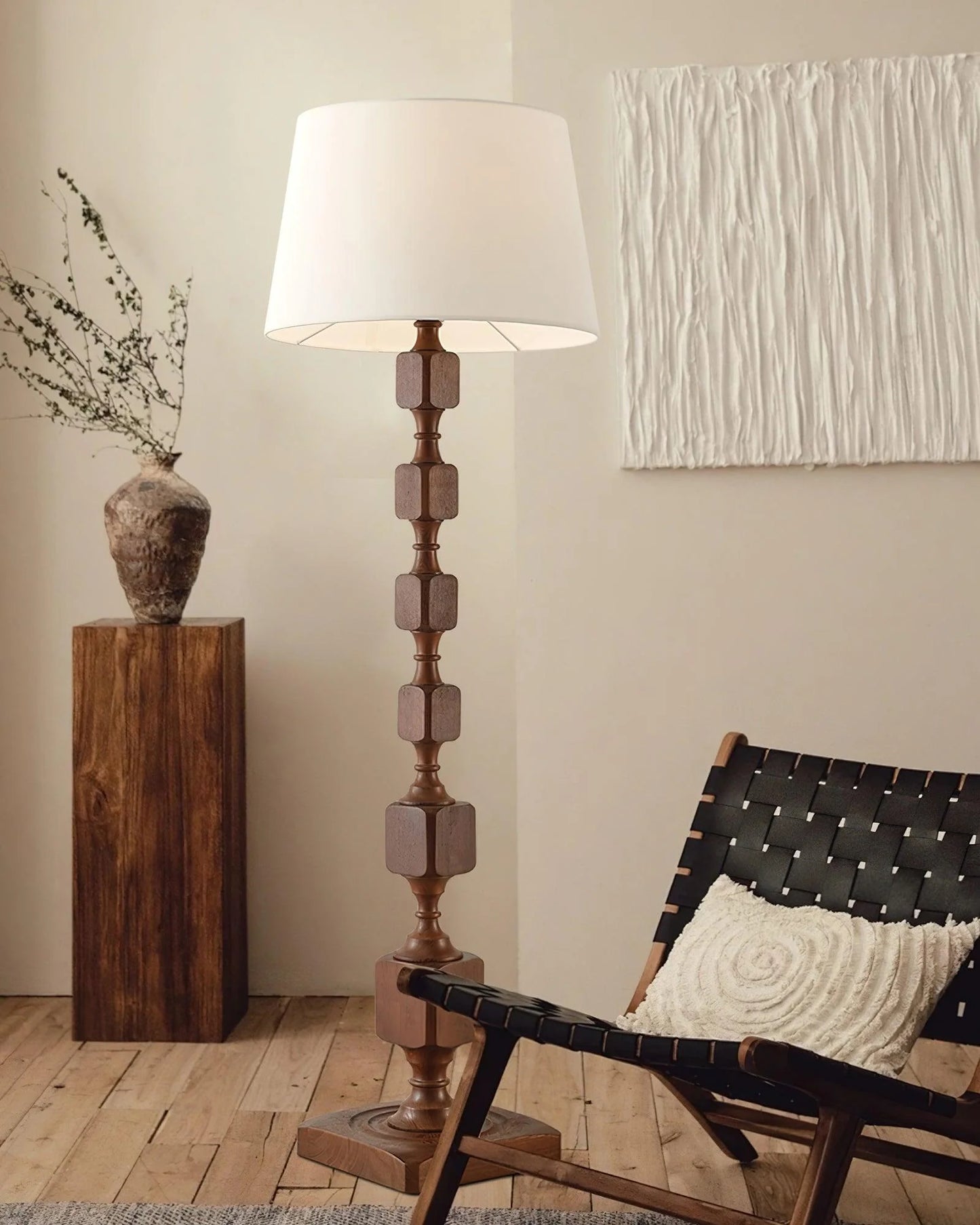 Wooden Square Stack Floor Lamp