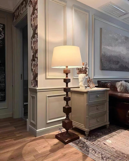 Wooden Square Stack Floor Lamp